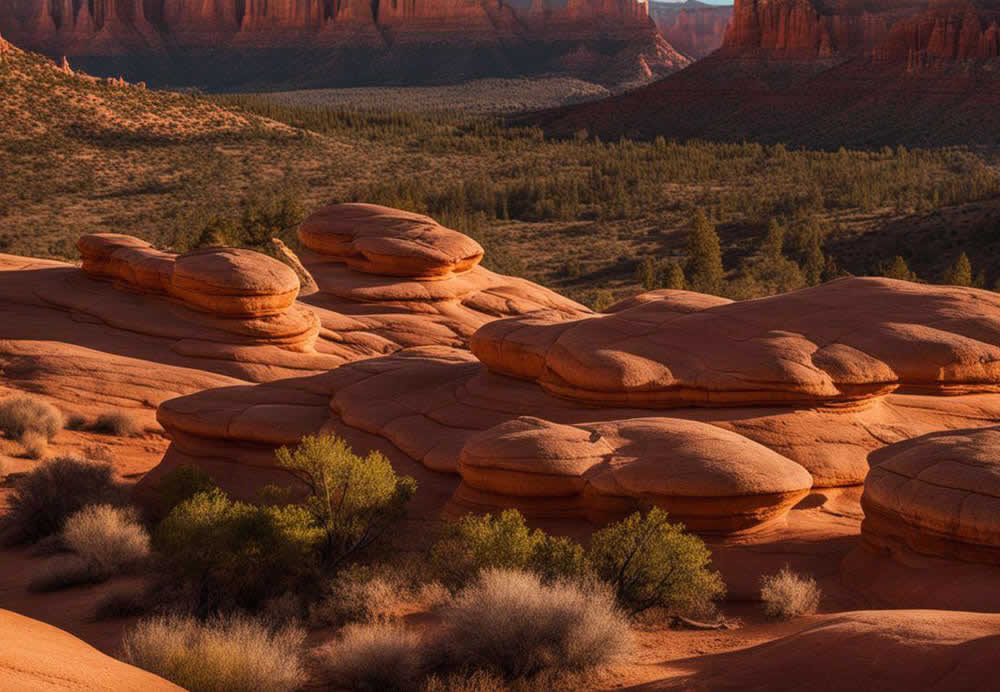 A large rock formation in the desert