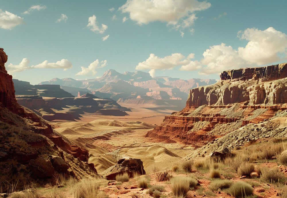 A landscape with a canyon